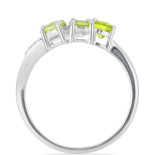 Silberring mit Peridot aus Changbai und weißem Topas