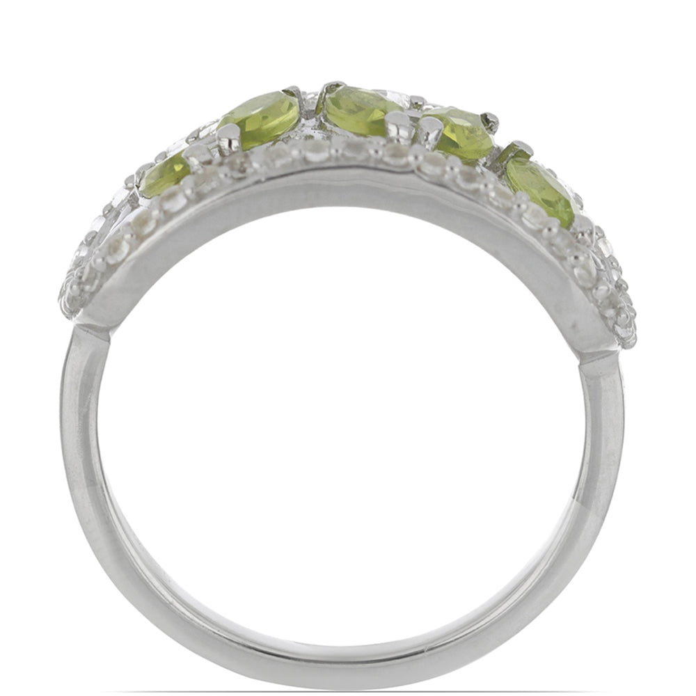 Silberring mit Peridot aus Changbai und weißem Topas 2 