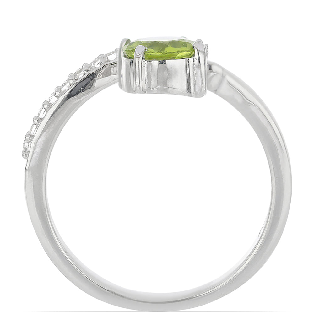 Silberring mit Peridot aus Changbai und weißem Topas