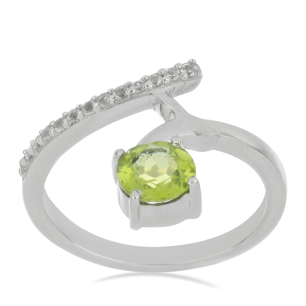 Silberring mit Peridot aus Changbai und weißem Topas 3 