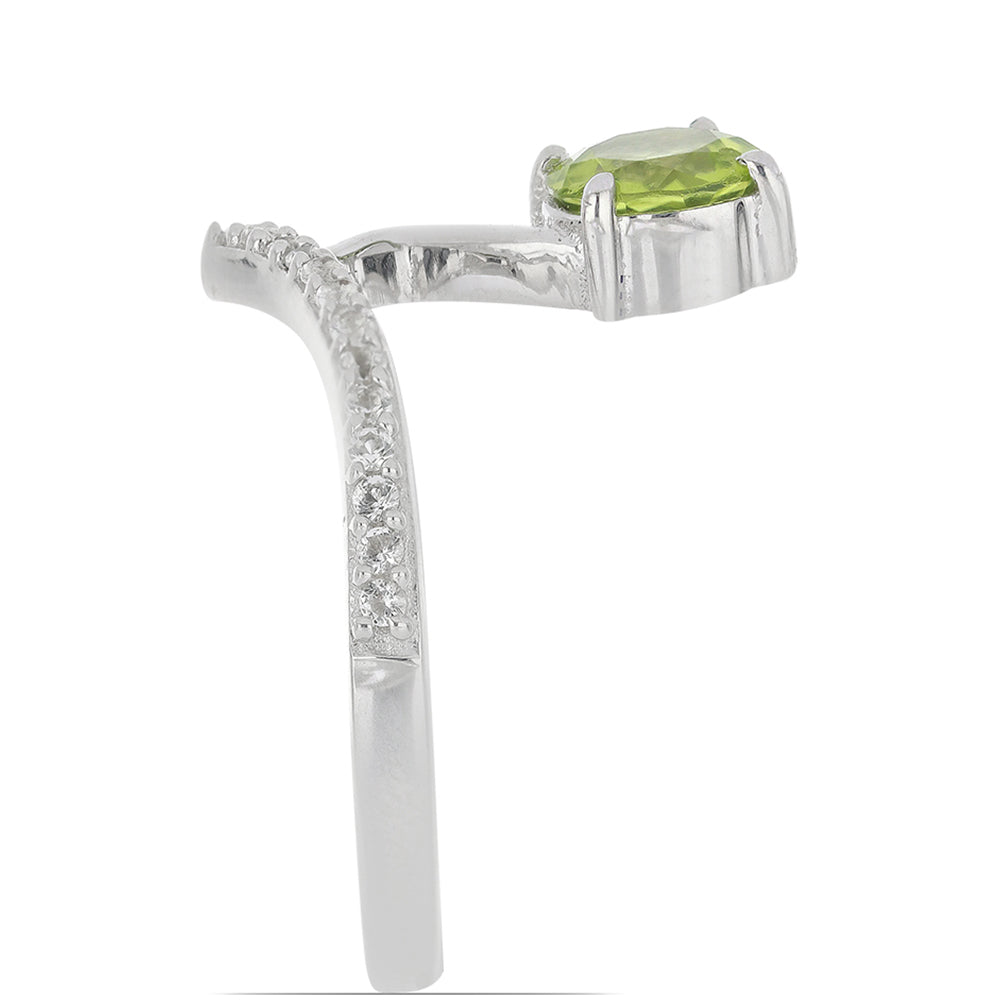 Silberring mit Peridot aus Changbai und weißem Topas 4 