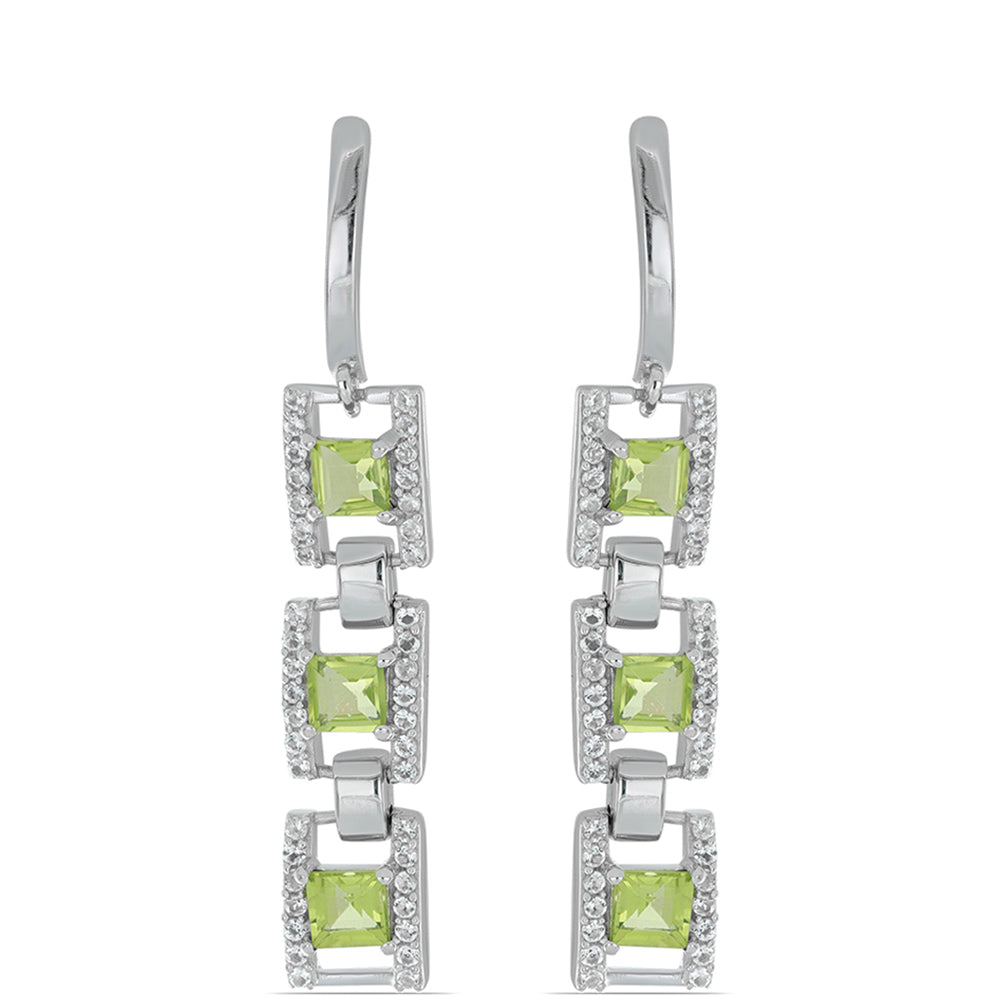 Silberohrringe mit Peridot aus Changbai und weißem Topas 1 