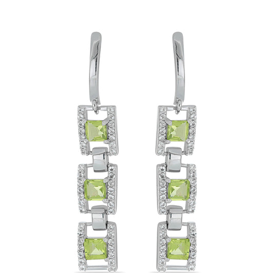 Silberohrringe mit Peridot aus Changbai und weißem Topas