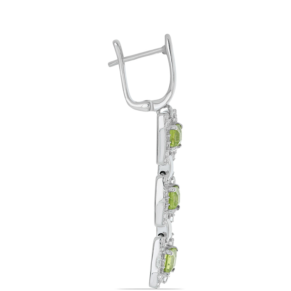 Silberohrringe mit Peridot aus Changbai und weißem Topas 2 