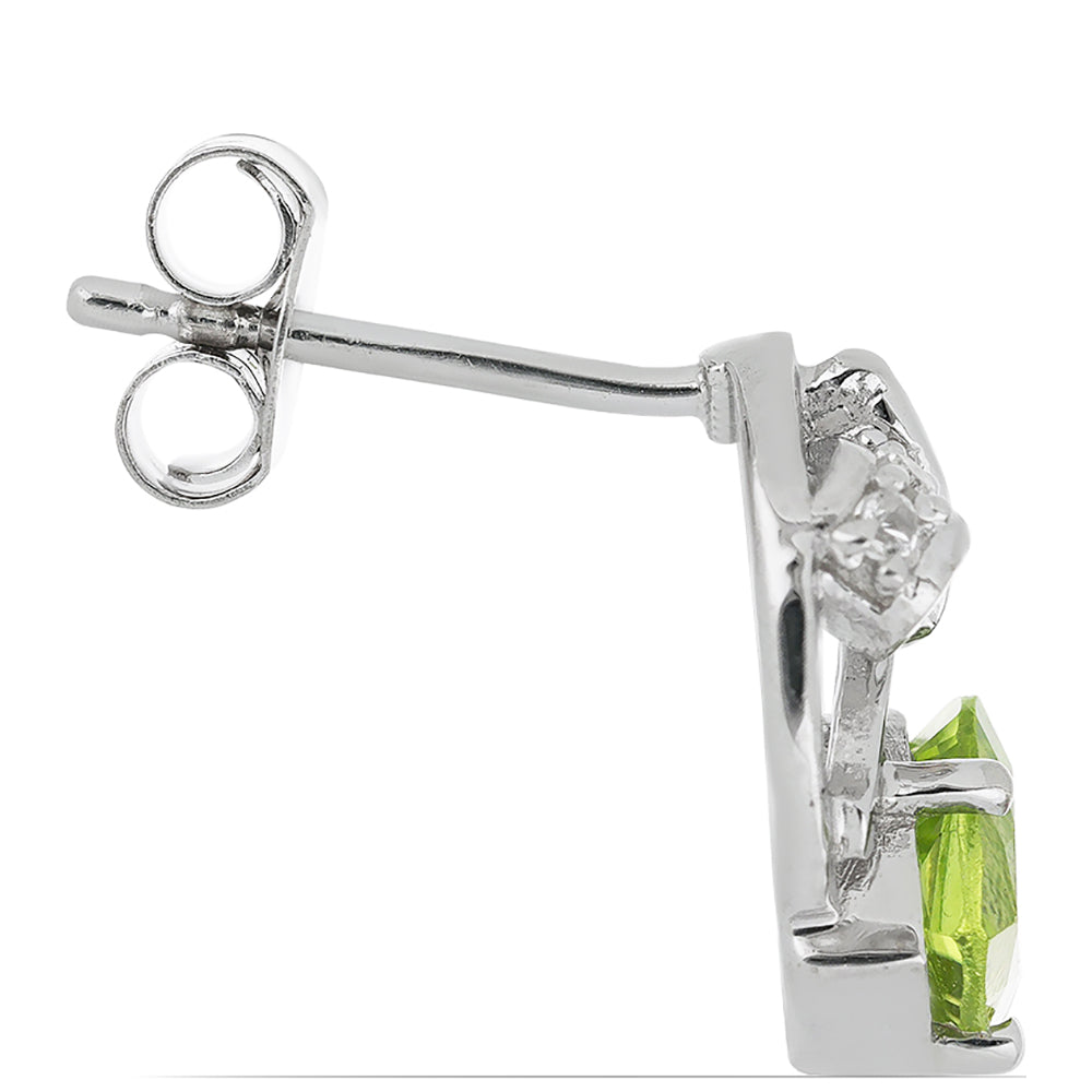 Silberohrringe mit Peridot aus Changbai und weißem Topas 2 