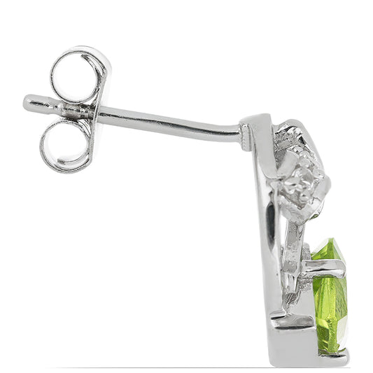 Silberohrringe mit Peridot aus Changbai und weißem Topas