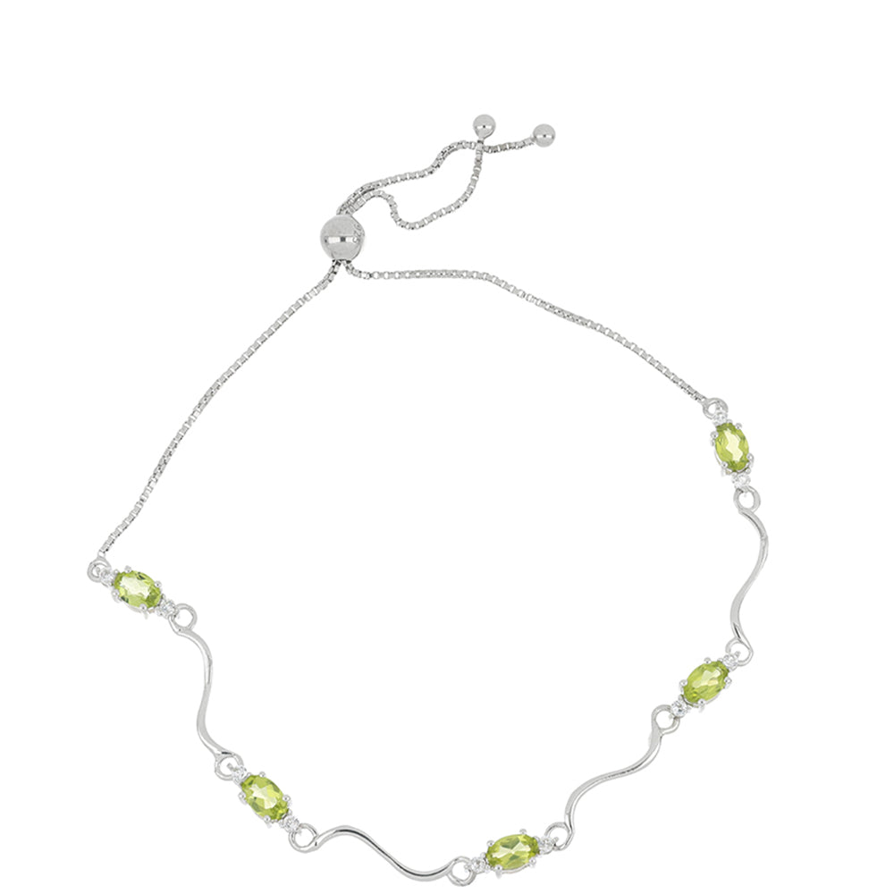 Silberarmband mit Peridot aus Changbai und weißem Topas