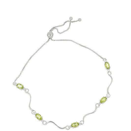Silberarmband mit Peridot aus Changbai und weißem Topas