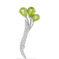 Silberbrosche mit Peridot aus Changbai und weißem Topas