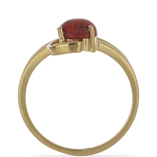 Goldplattierter Silberring mit roter Schwammkoralle