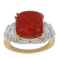 Goldplattierter Silberring mit roter Schwammkoralle und weißem Topas