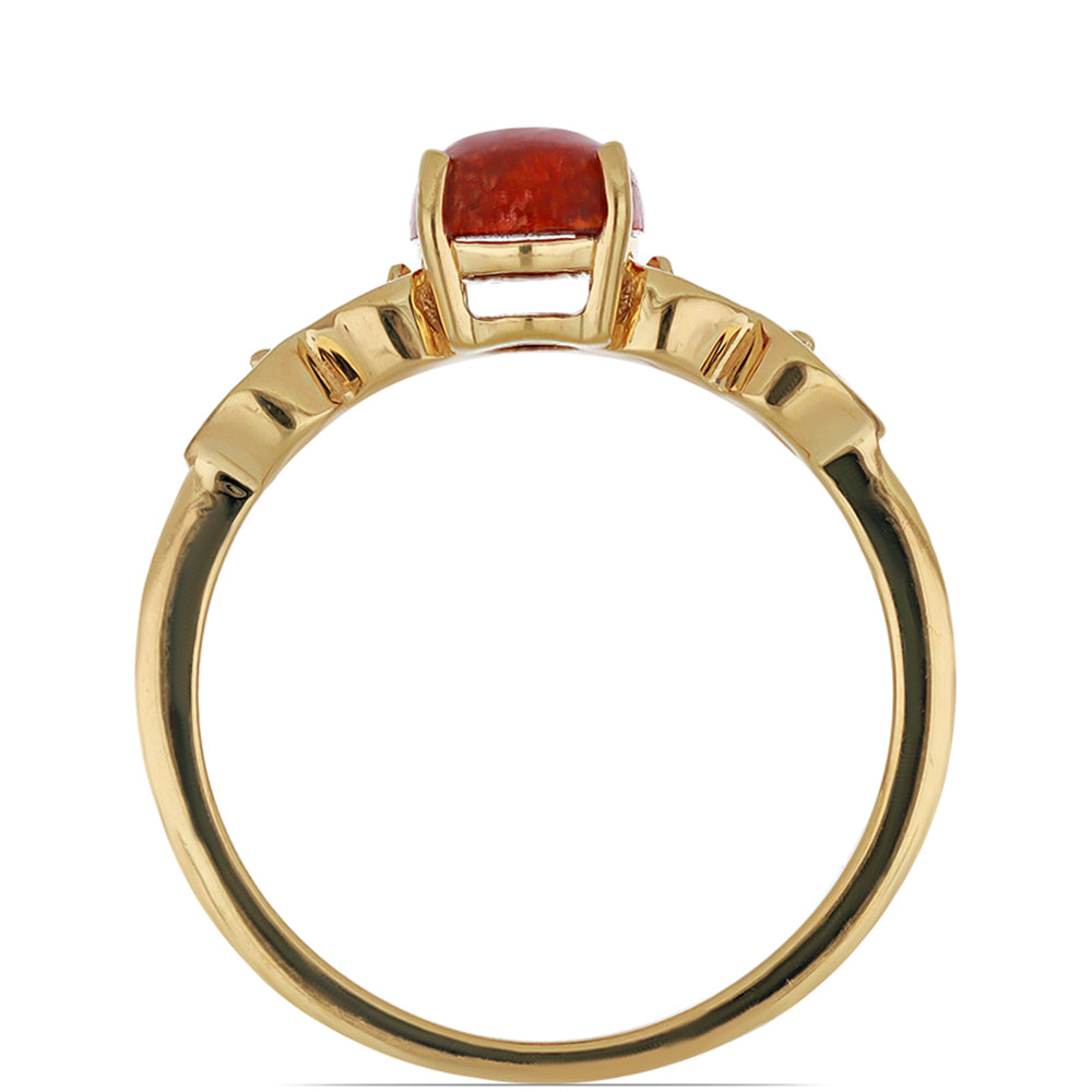 Goldplattierter Silberring mit roter Schwammkoralle