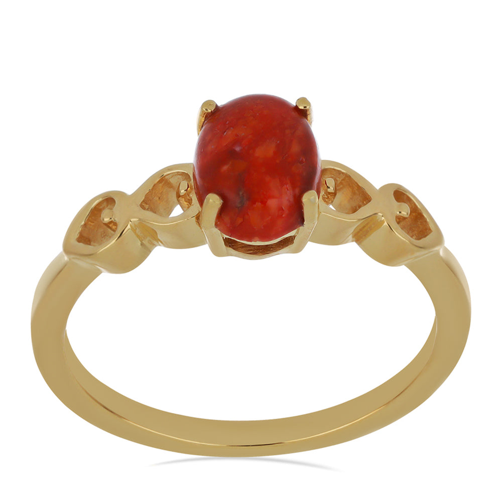 Goldplattierter Silberring mit roter Schwammkoralle