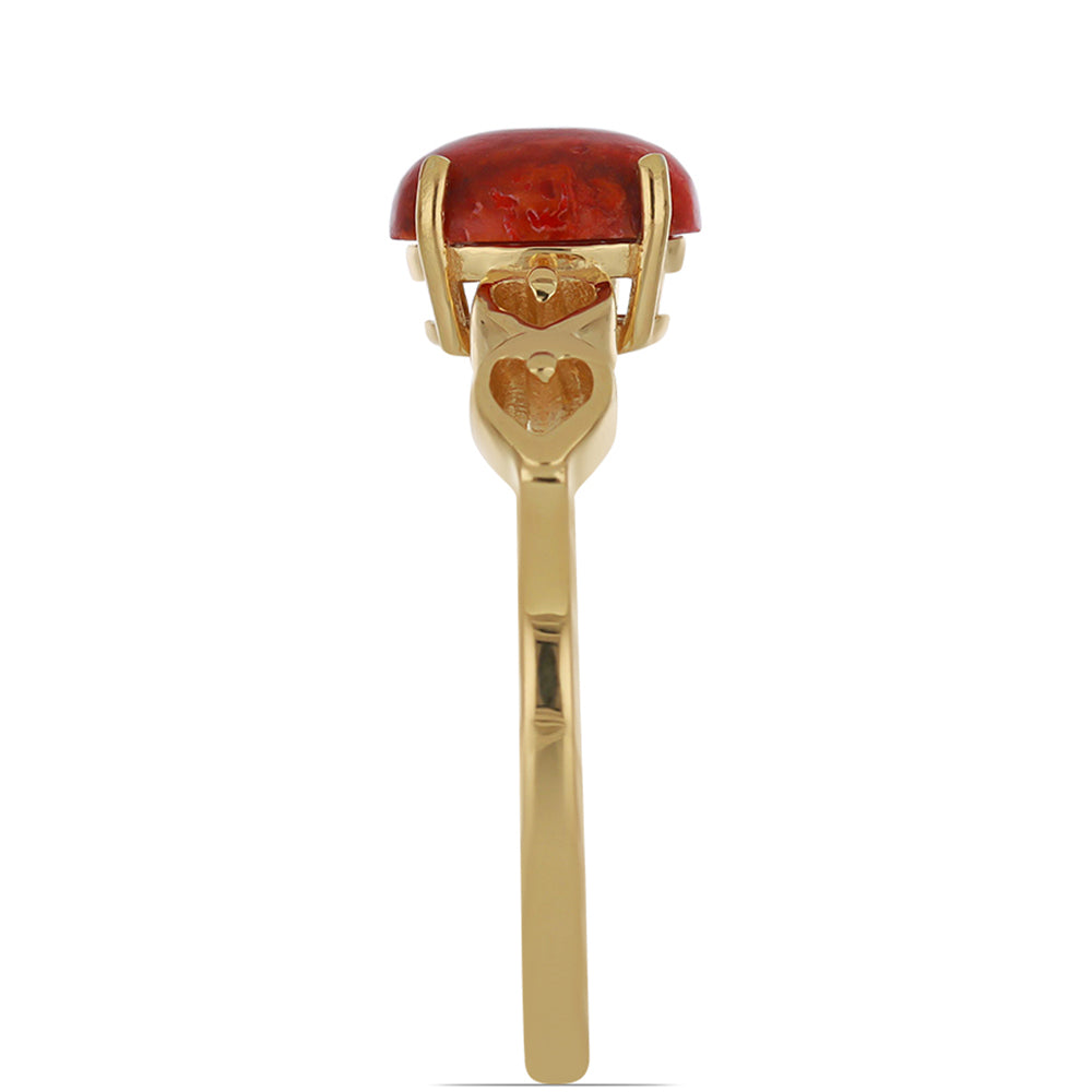 Goldplattierter Silberring mit roter Schwammkoralle