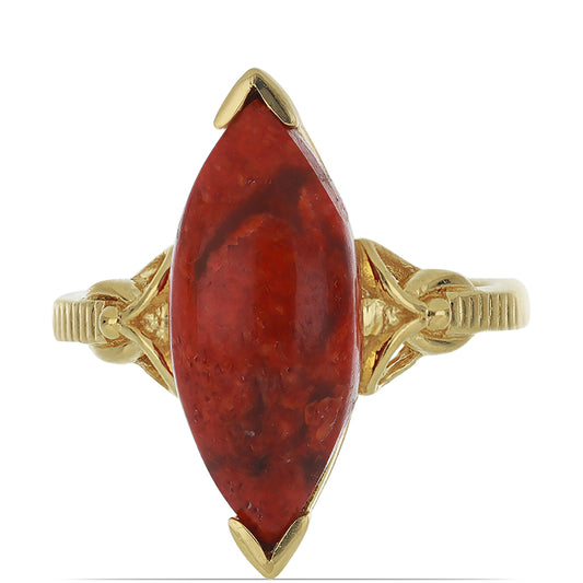 Goldplattierter Silberring mit roter Schwammkoralle