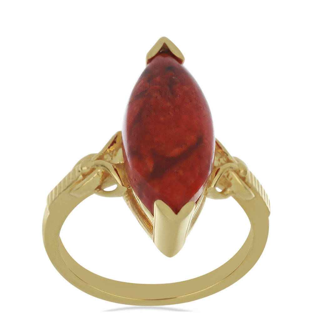 Goldplattierter Silberring mit roter Schwammkoralle 2 