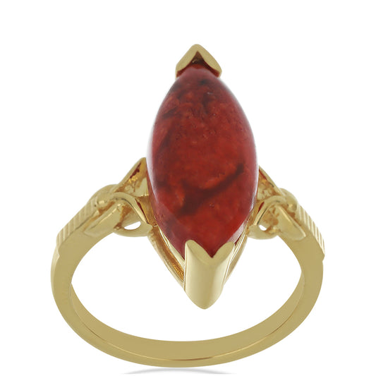 Goldplattierter Silberring mit roter Schwammkoralle