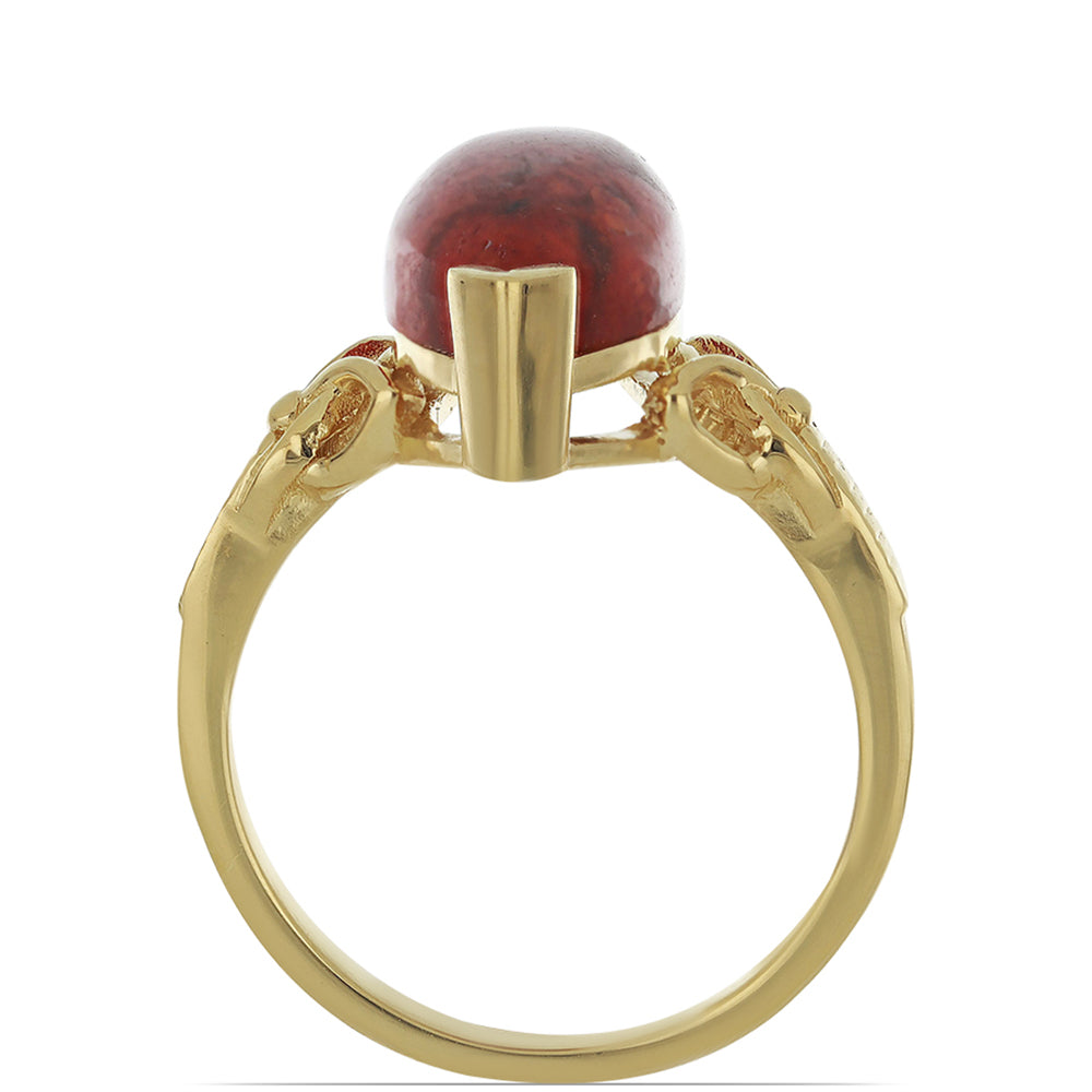 Goldplattierter Silberring mit roter Schwammkoralle 3 