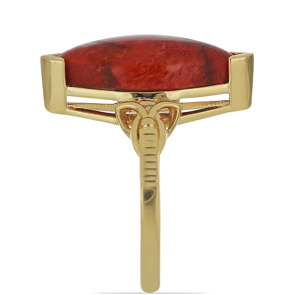 Goldplattierter Silberring mit roter Schwammkoralle 4 