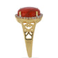 Goldplattierter Silberring mit roter Schwammkoralle und weißem Topas