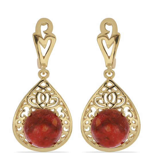 Goldplattierte Silberohrringe mit roter Schwammkoralle