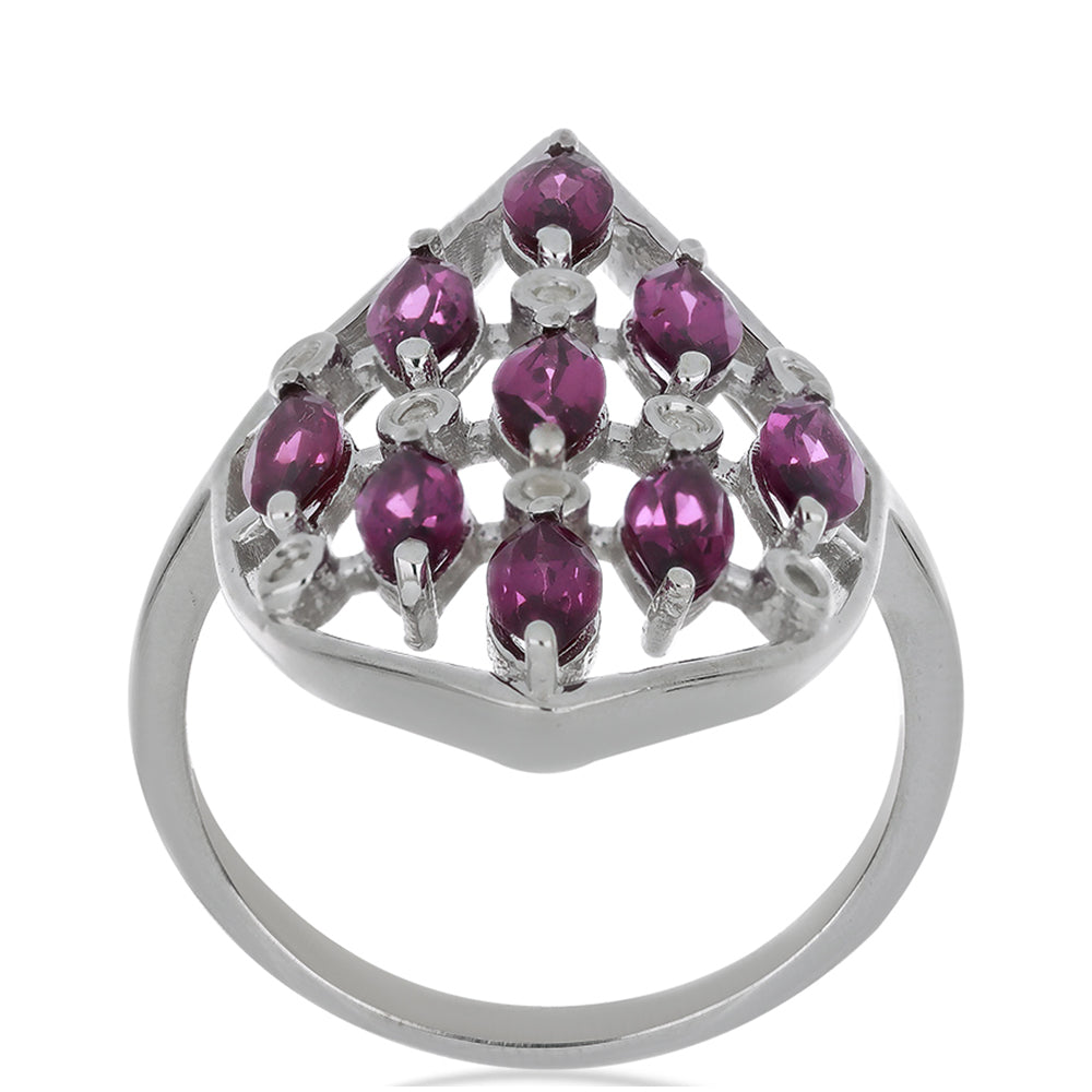 Silberring mit Rhodolith aus Moatize und weißem Topas 3 