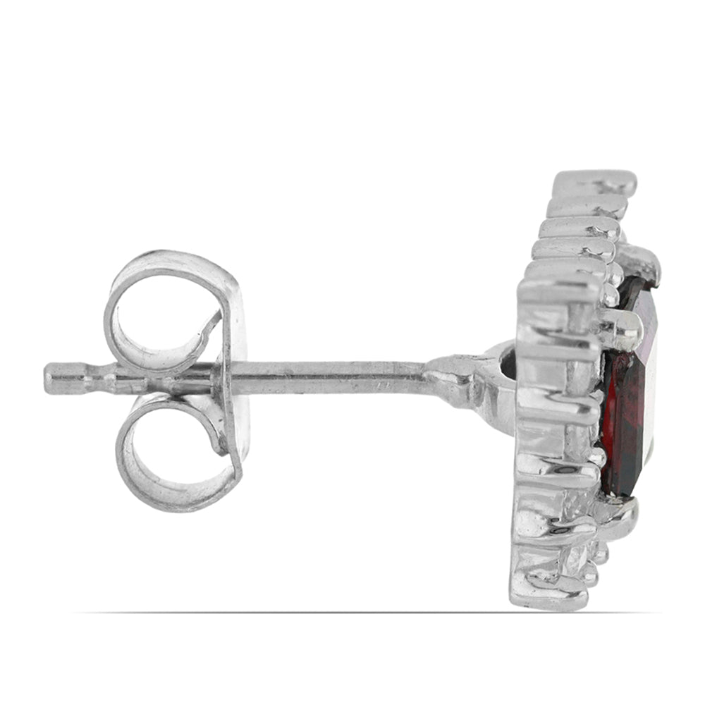 Silberohrringe mit Rhodolith aus Moatize und weißem Topas