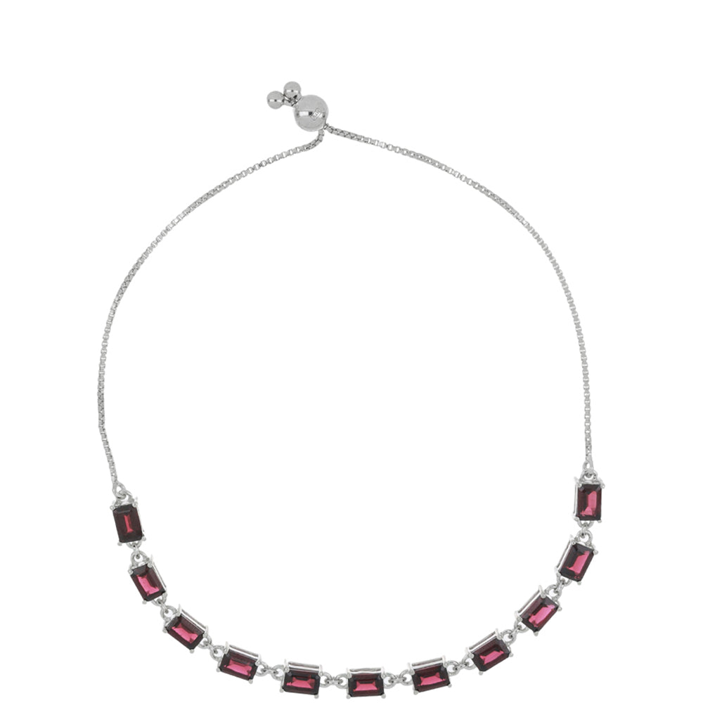 Silberarmband mit Rhodolith aus Moatize 1 