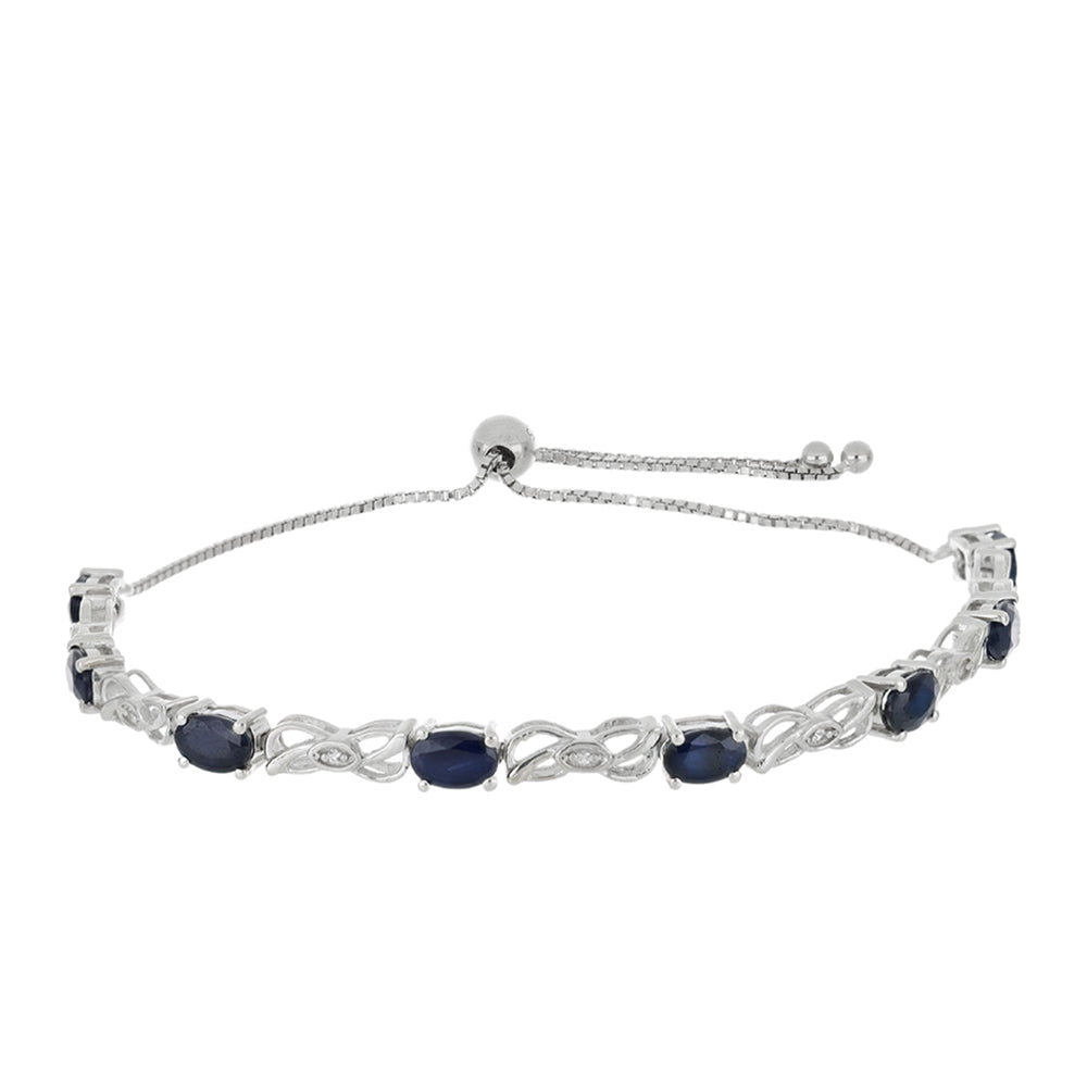Silberarmband mit blauem Rosebery Saphir und weißem Topas