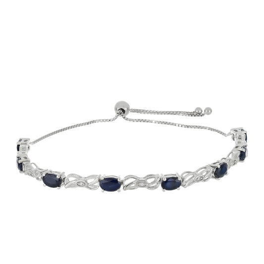 Silberarmband mit blauem Rosebery Saphir und weißem Topas
