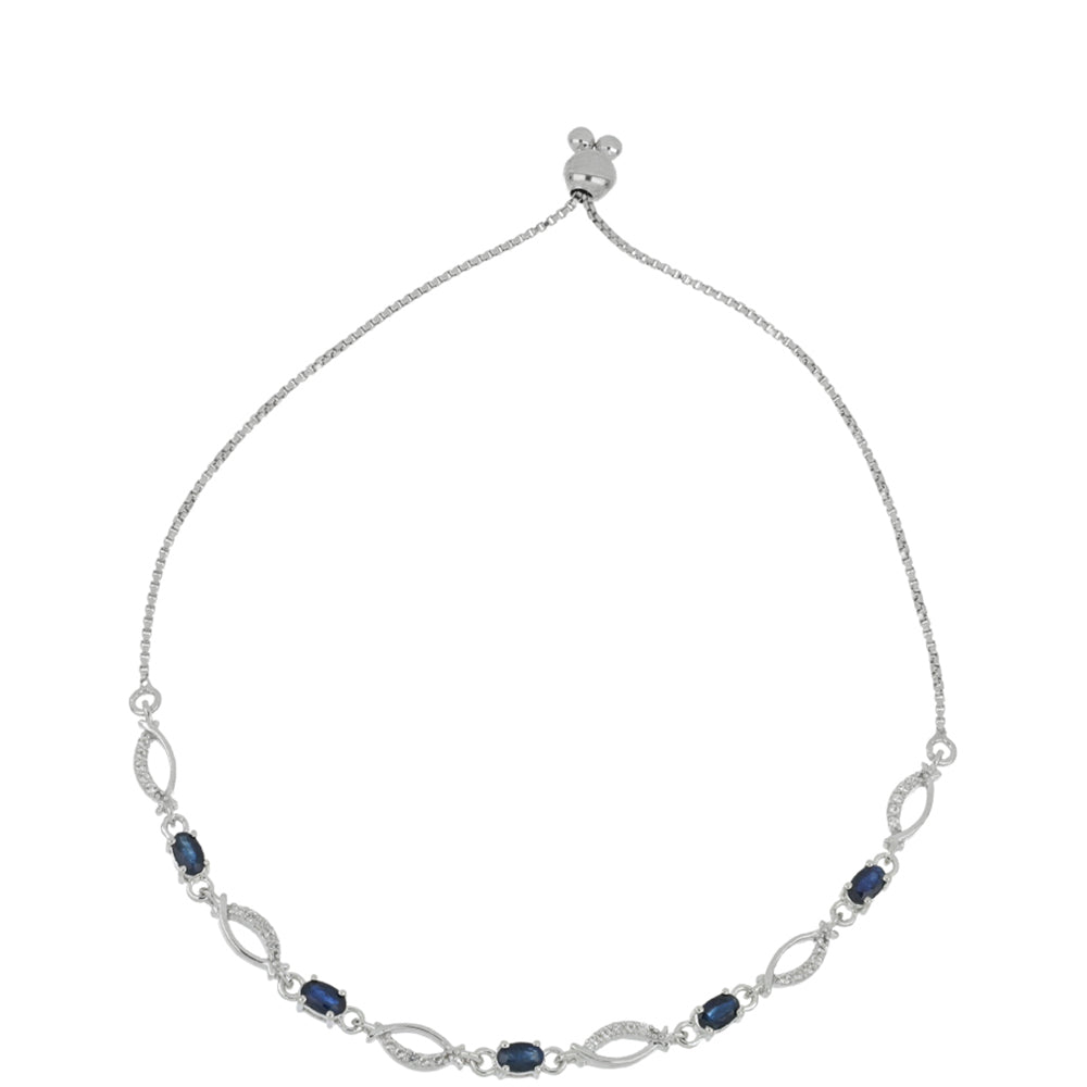 Silberarmband mit blauem Rosebery Saphir und weißem Topas