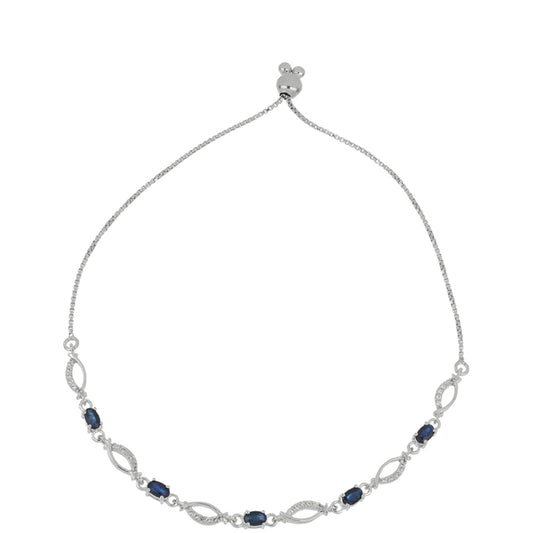 Silberarmband mit blauem Rosebery Saphir und weißem Topas