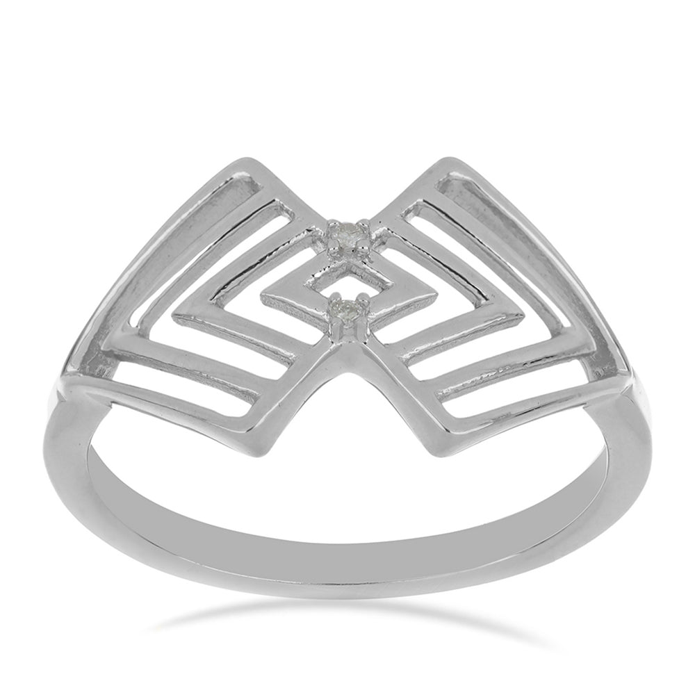 Silberring mit weißem Diamant