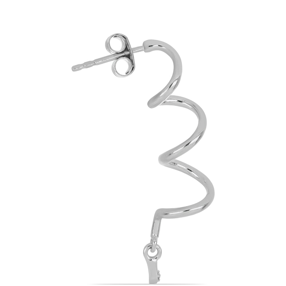 Silberohrringe mit weißem Diamant 2 