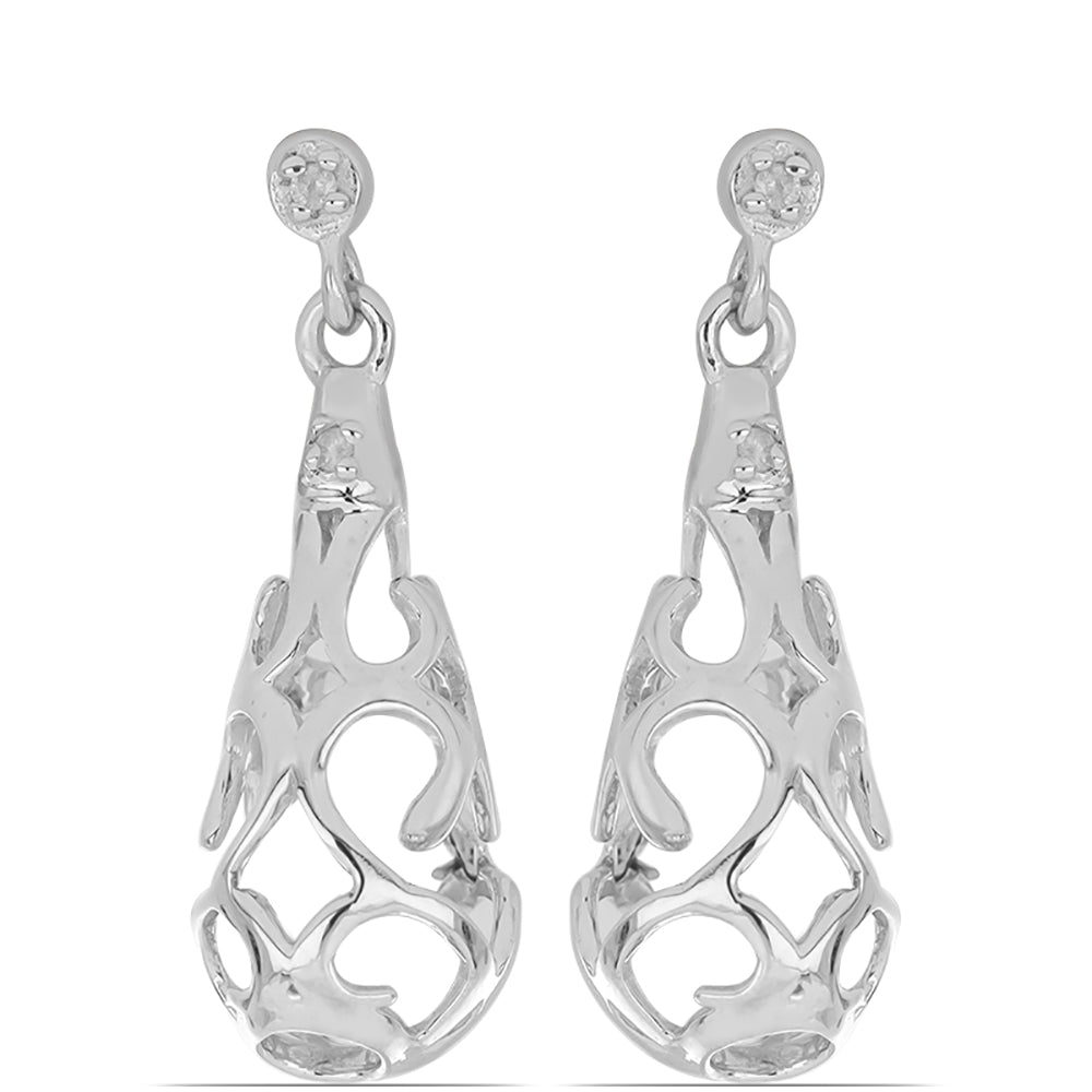 Silberohrringe mit weißem Diamant