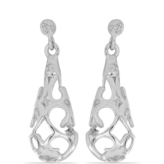 Silberohrringe mit weißem Diamant