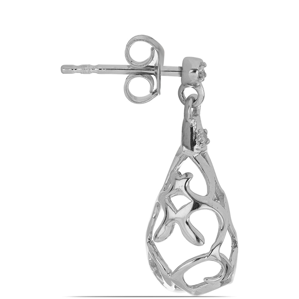 Silberohrringe mit weißem Diamant 2 