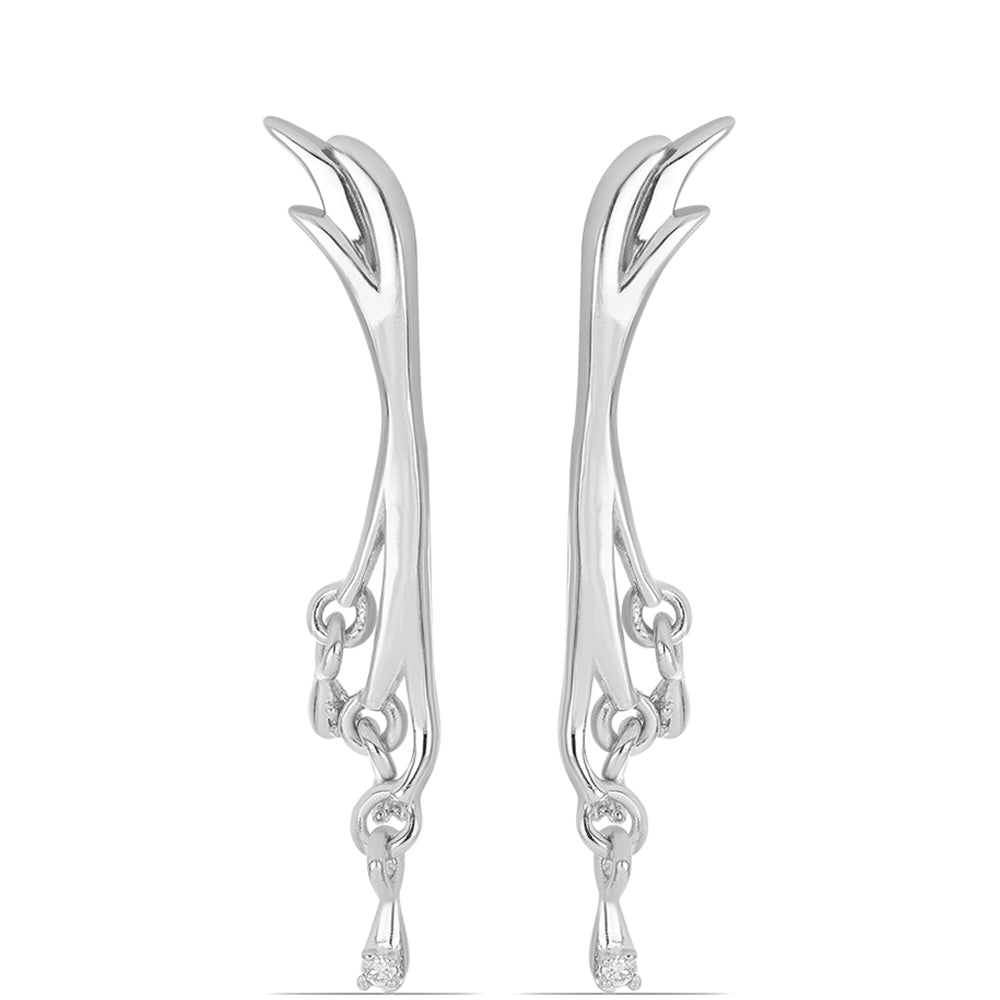 Silberohrringe mit weißem Diamant