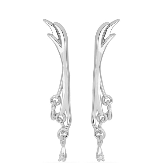 Silberohrringe mit weißem Diamant