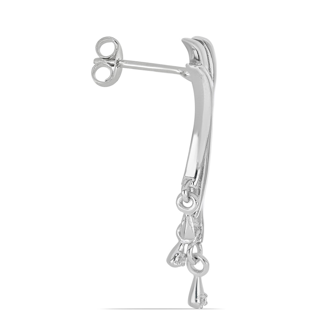 Silberohrringe mit weißem Diamant 2 