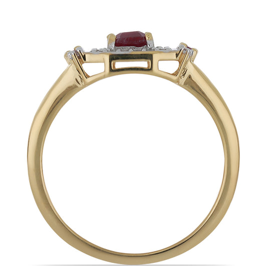 Goldplattierter Silberring mit Rubin aus Madagaskar und weißem Topas