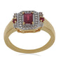 Goldplattierter Silberring mit Rubin aus Madagaskar und weißem Topas