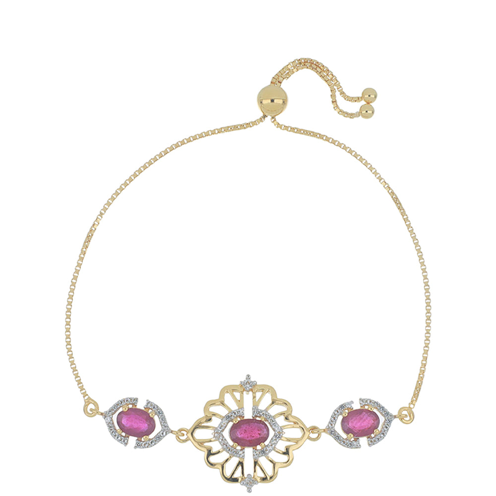 Goldplattiertes Silberarmband mit Rubin aus Madagaskar und weißem Topas 1 