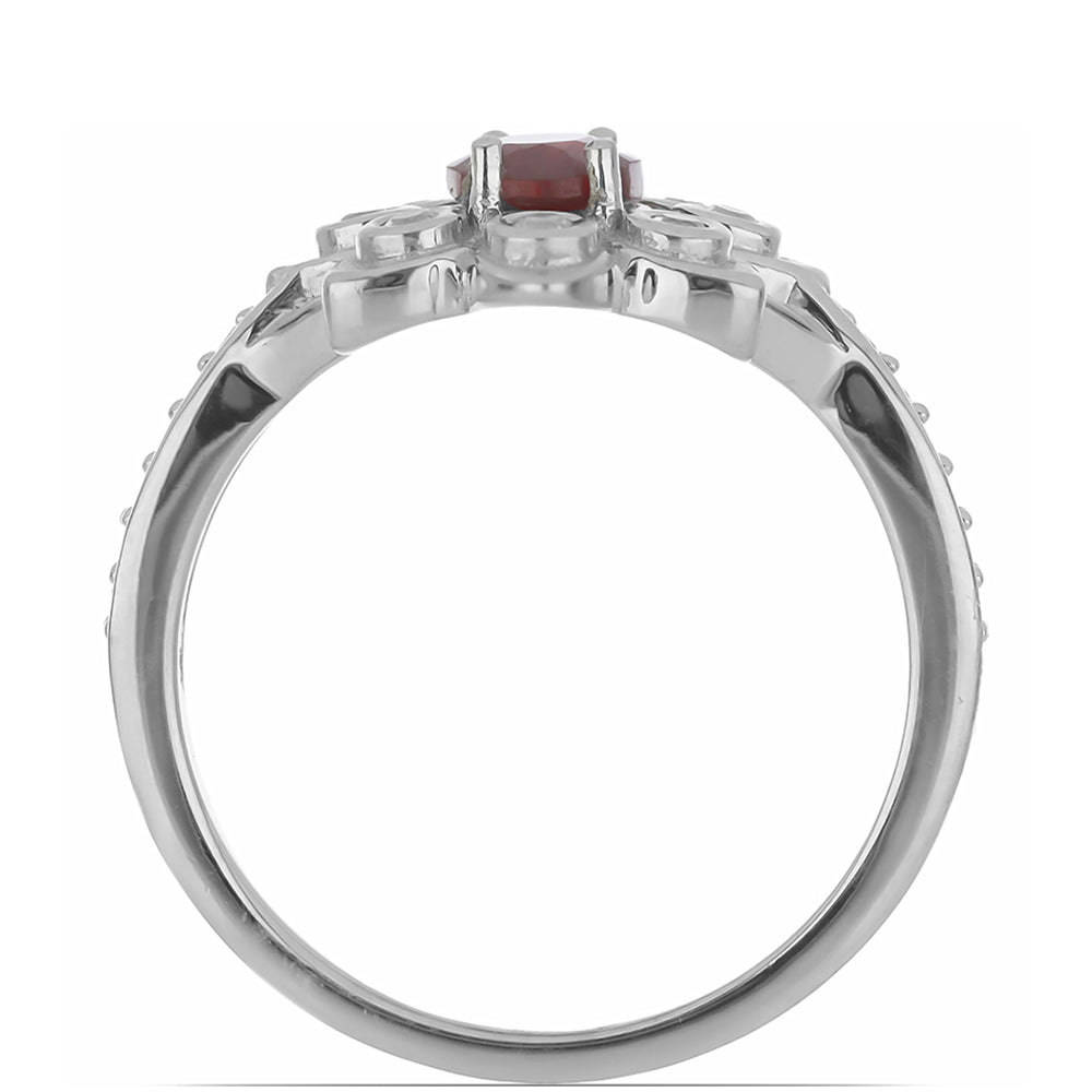 Silberring mit Rubin aus Madagaskar und weißem Topas 2 