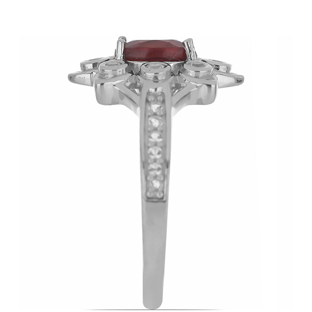 Silberring mit Rubin aus Madagaskar und weißem Topas