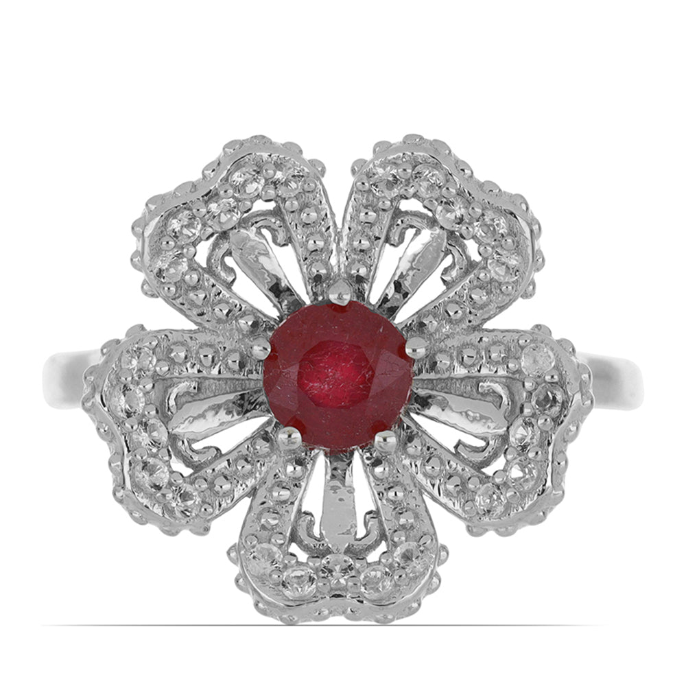 Silberring mit Rubin aus Madagaskar und weißem Topas 1 