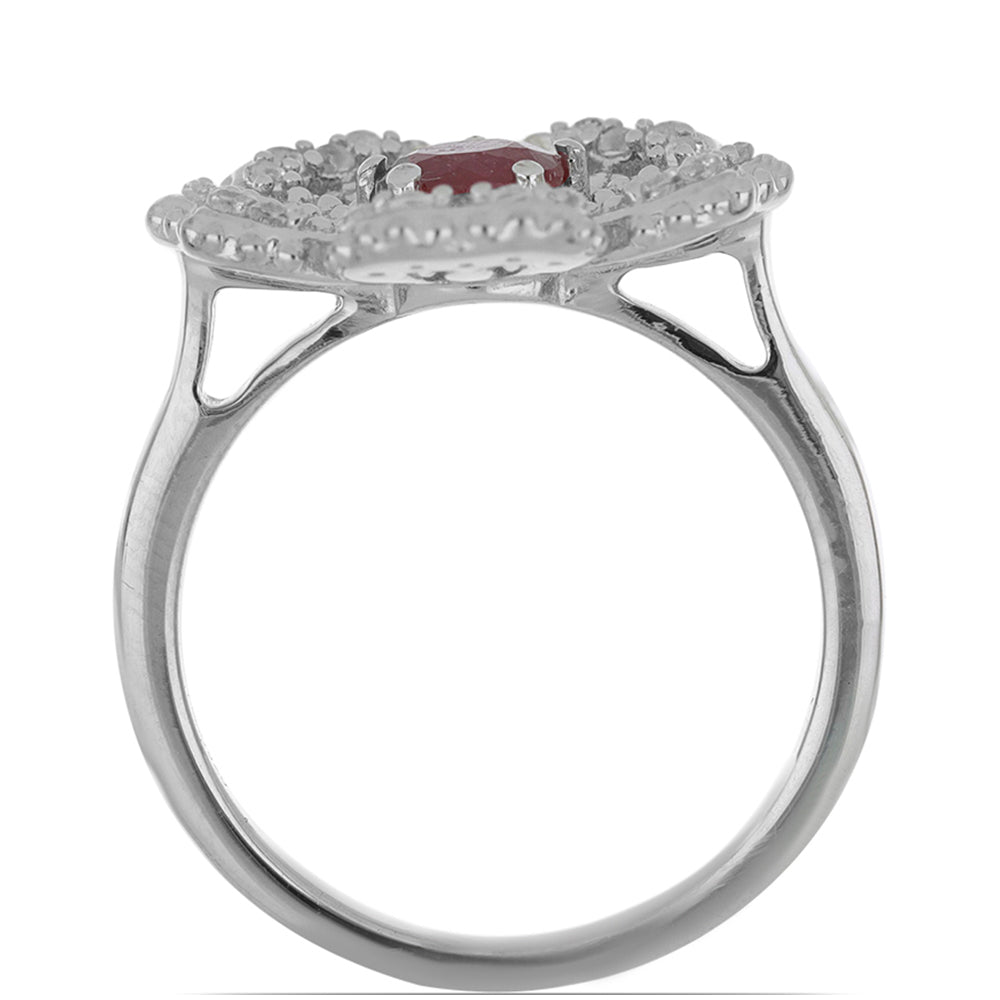 Silberring mit Rubin aus Madagaskar und weißem Topas 2 