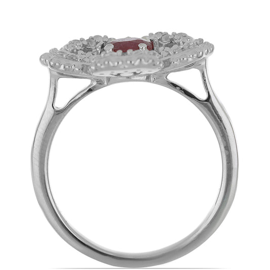 Silberring mit Rubin aus Madagaskar und weißem Topas