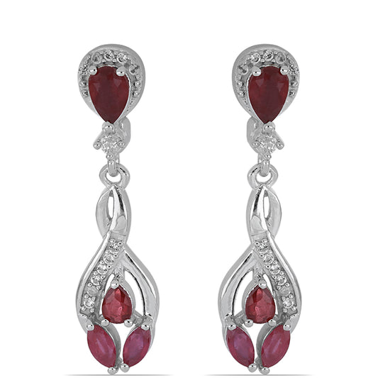 Silberohrringe mit Rubin aus Madagaskar und weißem Topas