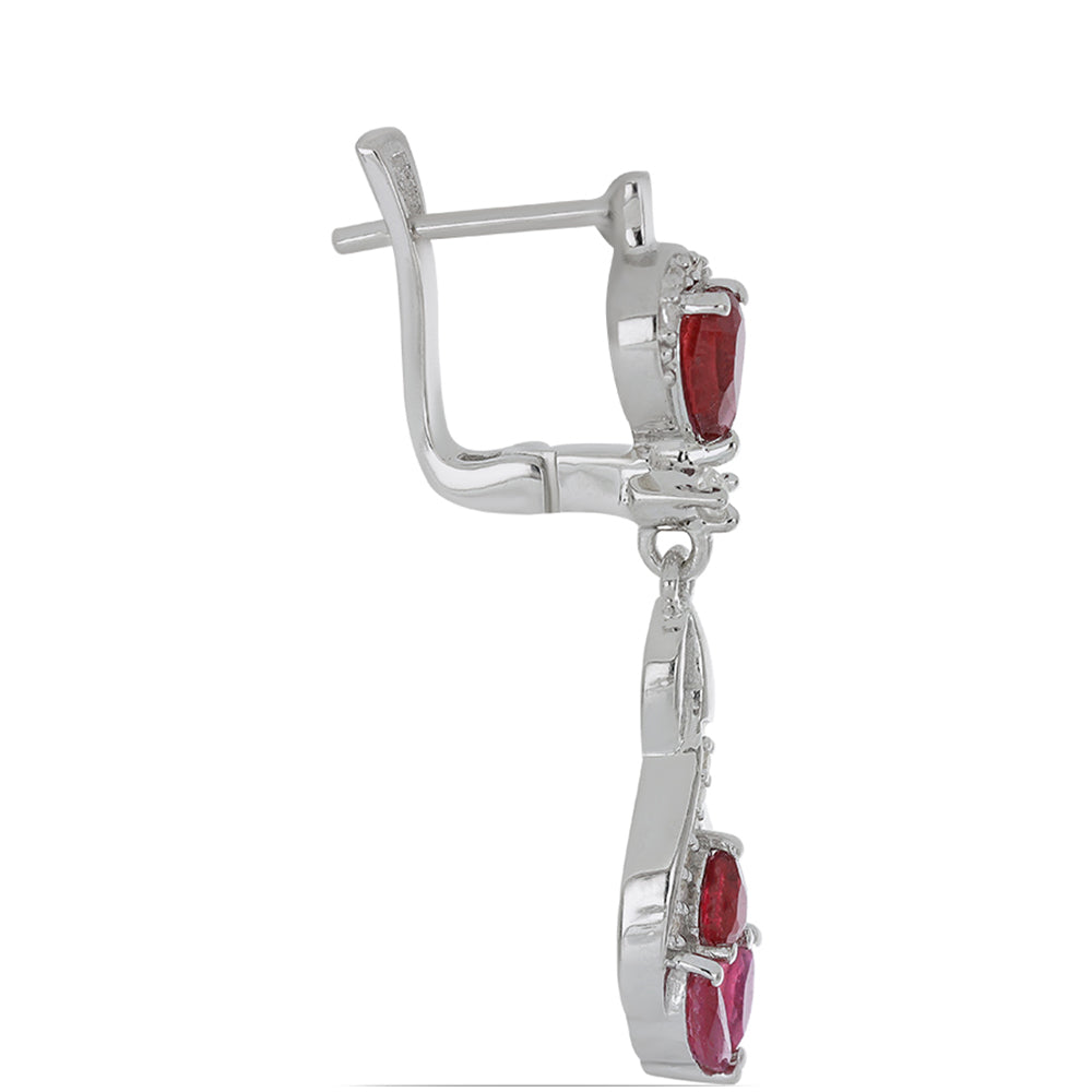 Silberohrringe mit Rubin aus Madagaskar und weißem Topas